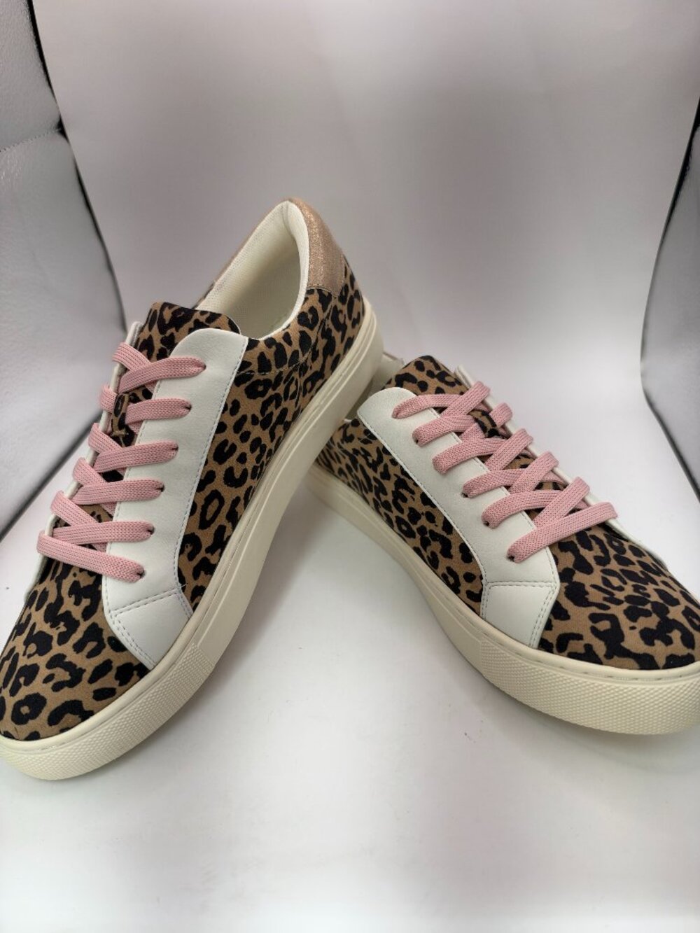 New Hey Girl By Corkys Leopard Rose Gold Sneakers Size 9 Medium